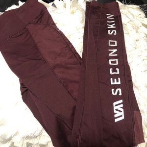 Second Skin Burgundy Compression Leggings